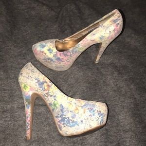 Lace Floral Multi Color Heels